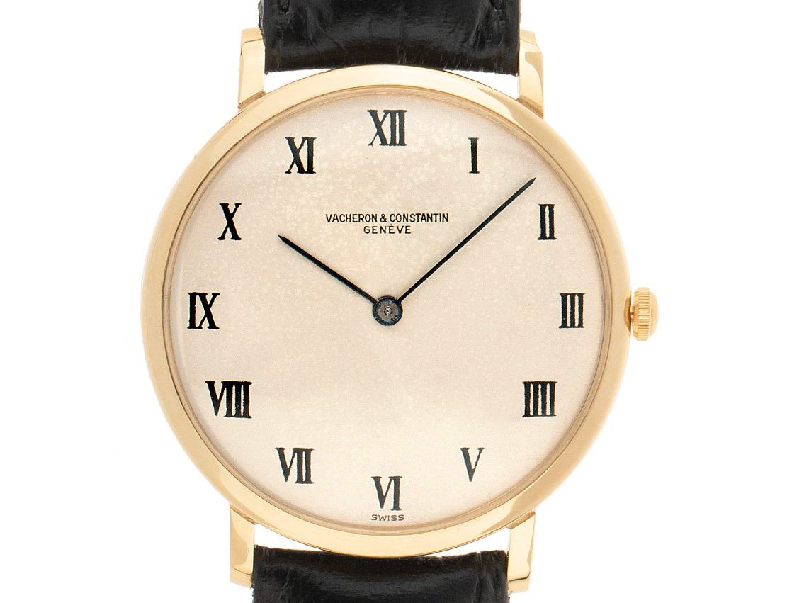 Vacheron Constantin Classique Ultraflach 18kt Gelbgold Handaufzug Armband Leder 33mm Ref.6506 Vintage Bj.1965 orig.Box wie Neu