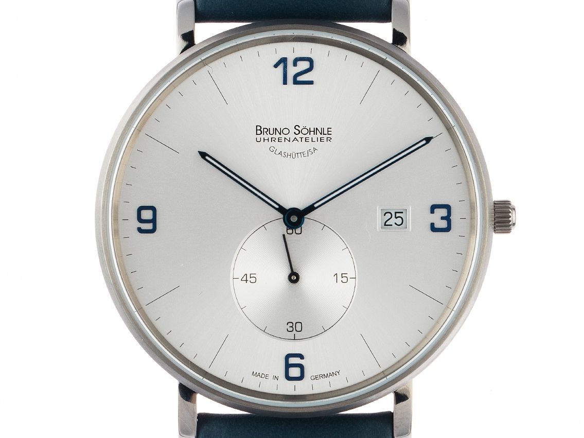 Bruno Söhnle Glashütte Frankfurt Big Titan Quarz Armband Leder 41mm Box&Pap. Full Set Neu mit Zertifikat über 465,-€