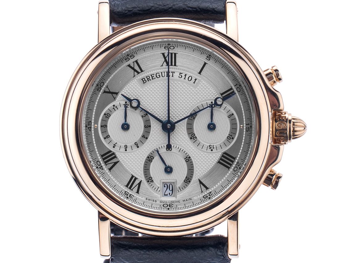 Breguet Marine Chrono Gelbgold Automatik Armband Leder 36mm Ref.3460 Vintage Bj.2003 Box&Pap. Full Set wie Neu mit Zertifikat über 35.000,-€