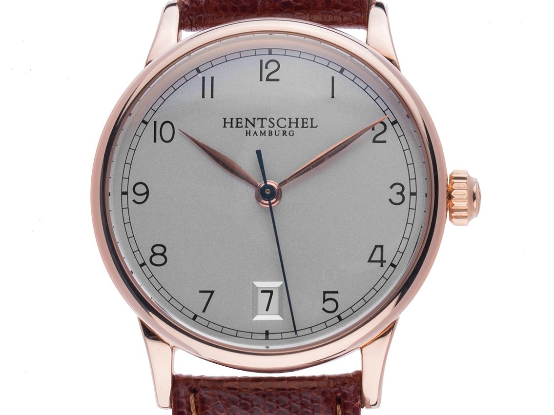 Hentschel 18kt Roségold Automatik Armband Leder Glasboden 35mm Vintage Bj.2006 Box&Pap Full Set wie Neu mit Zertifikat über 5.100,-€