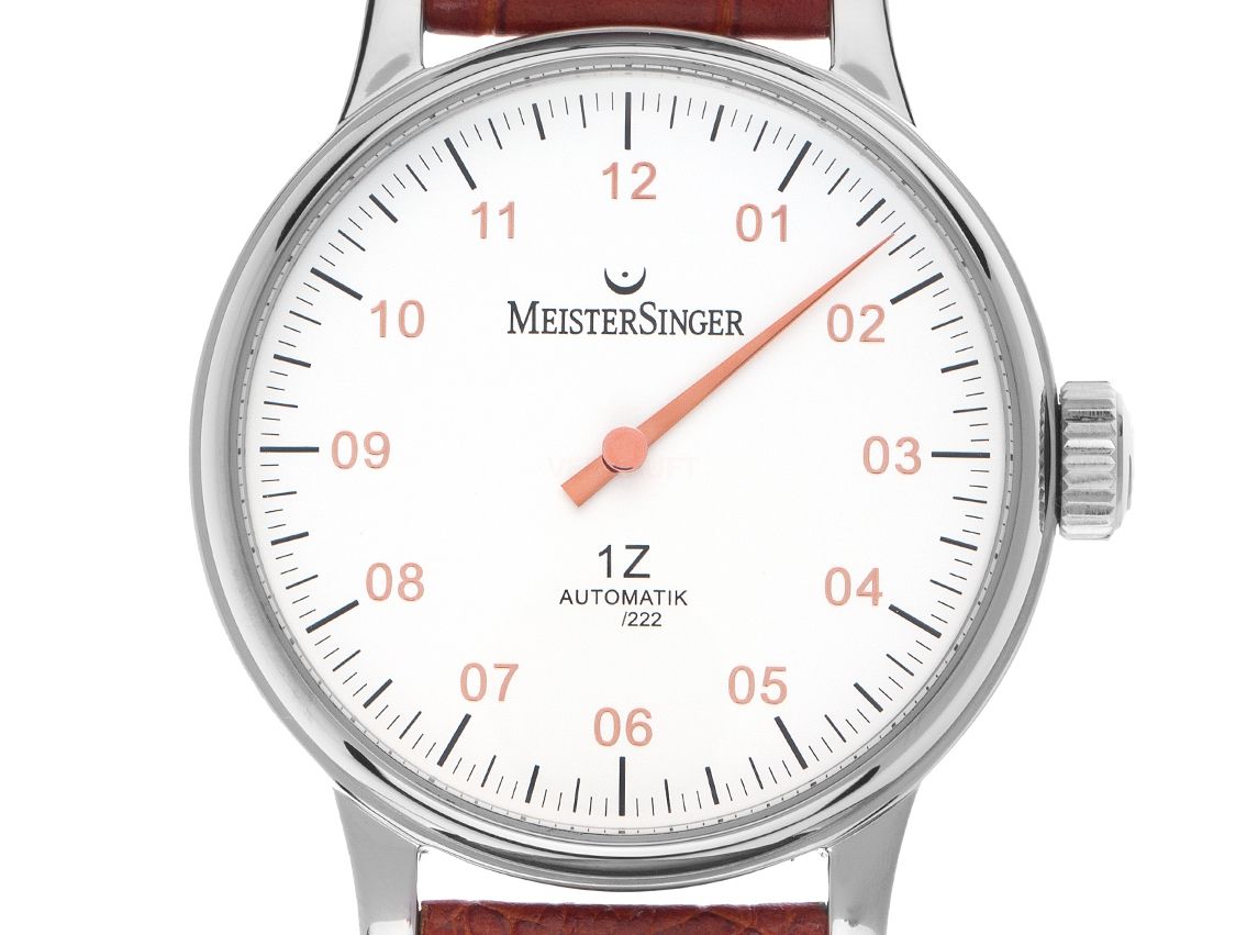 Meistersinger 1Z Einzeigeruhr Stahl Automatik Armband Leder Limitiert 43mm Vintage Bj.2005 Box&Pap. Full Set wie Neu mit Zertifikat über 2.750,-€