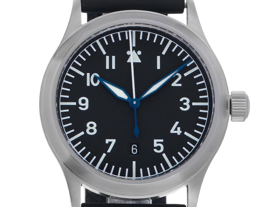 Stowa Flieger Klassik Sport Stahl Automatik Armband Kautschuk Faltschließe 43mm Box&Pap. Full Set wie Neu mit Zertifikat über 2.170,-€