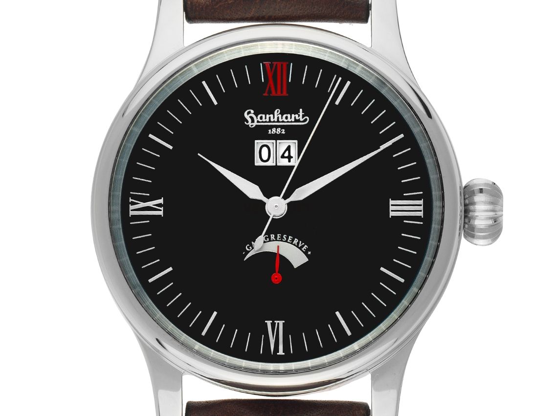 Hanhart Attaché Poseidon Stahl Automatik Armband Leder 40mm Bj.2014 Box&Pap. Full Set wie Neu mit Zertifikat über 2.500,-€