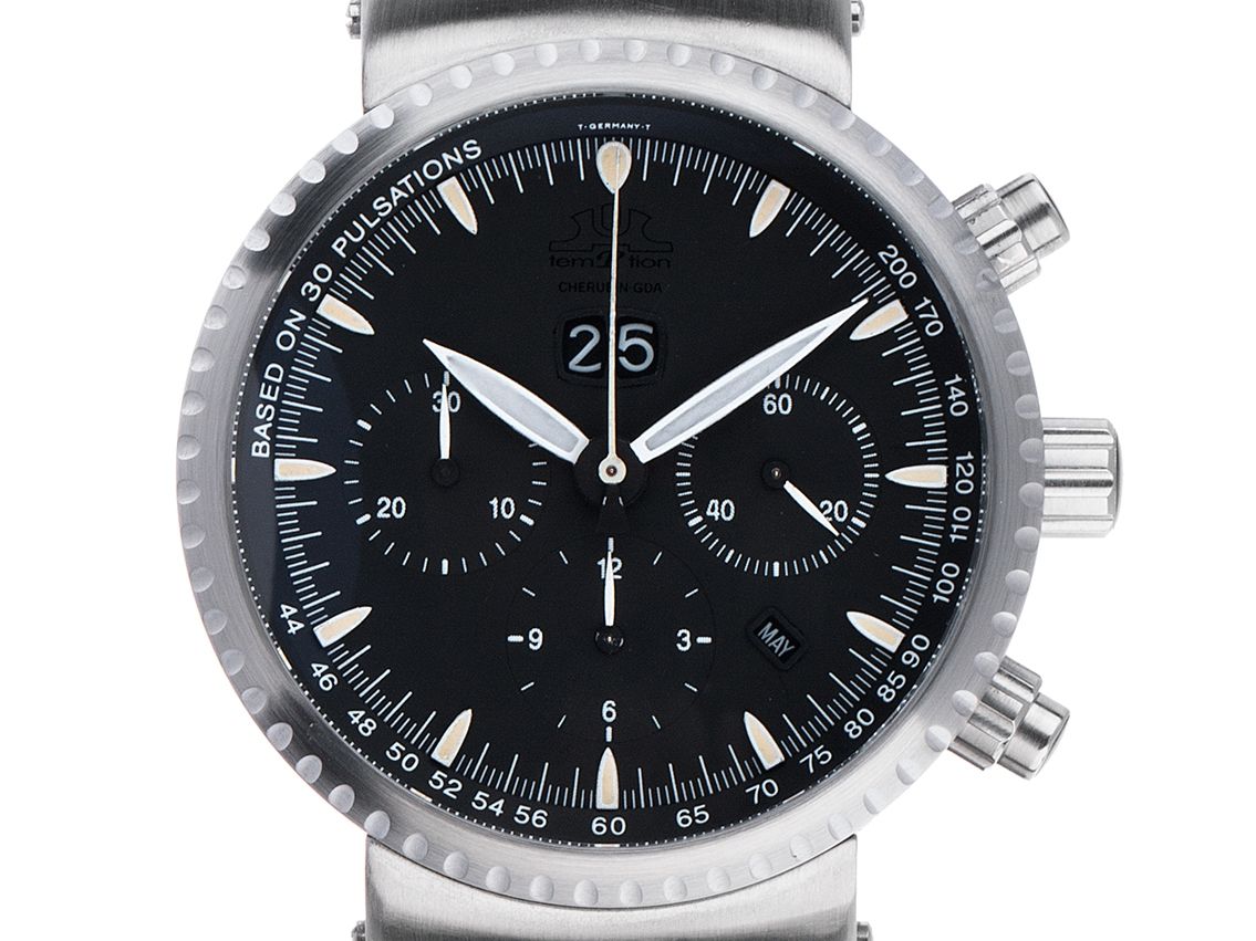 Temption Cherubin GDA  Stahl Automatik Chronograph Armband Stahl Limitiert 42mm Vintage Bj.2010 Box&Pap. Full Set wie Neu mit Zertifikat über 6.000,-€