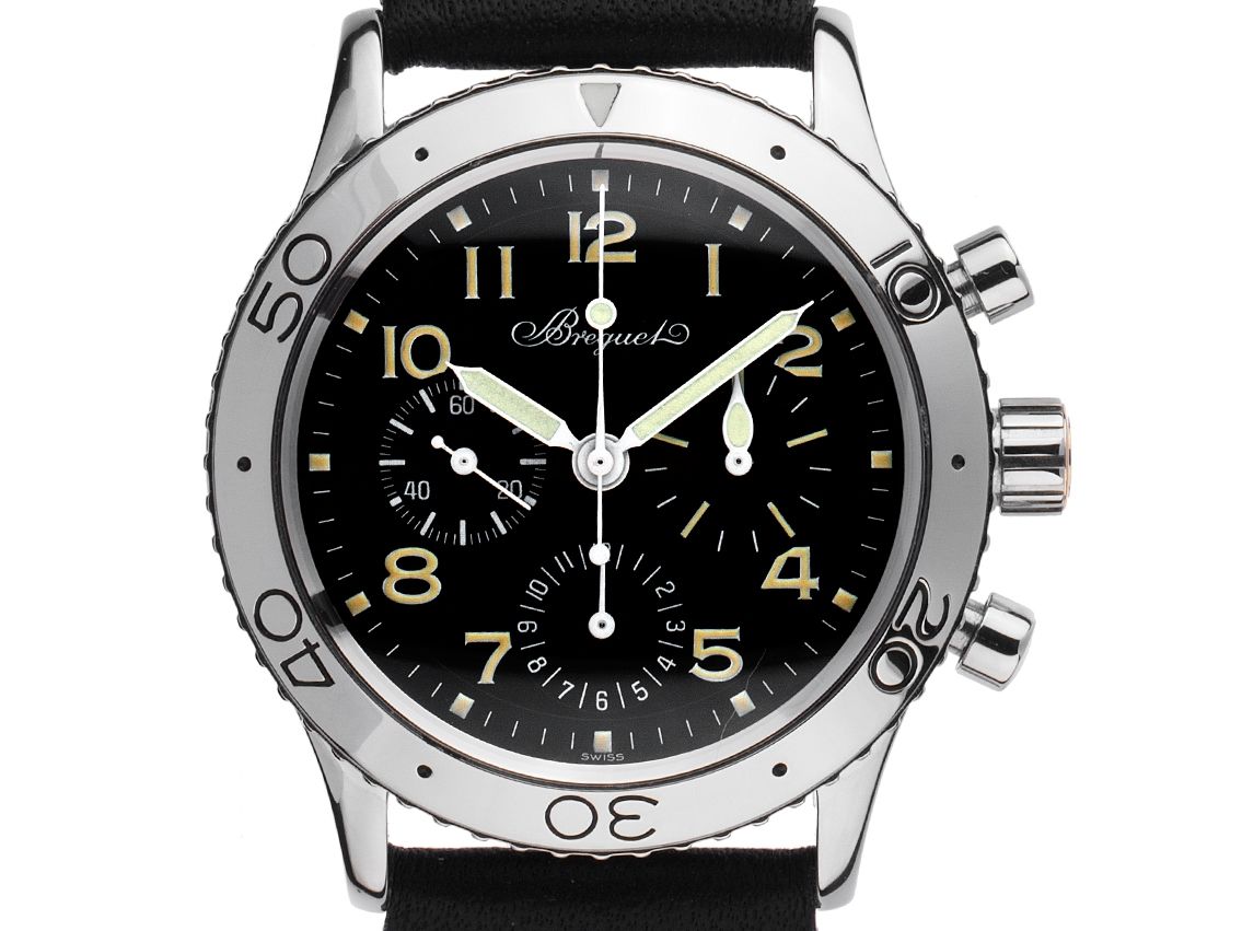 Breguet Type XX Aeronavale Flyback Chronograph Stahl Automatik Armband Leder 39mm Ref.3800ST Vintage Bj.1996 orig.Pap. Full Set mit Zertifikat über 9.500,-€