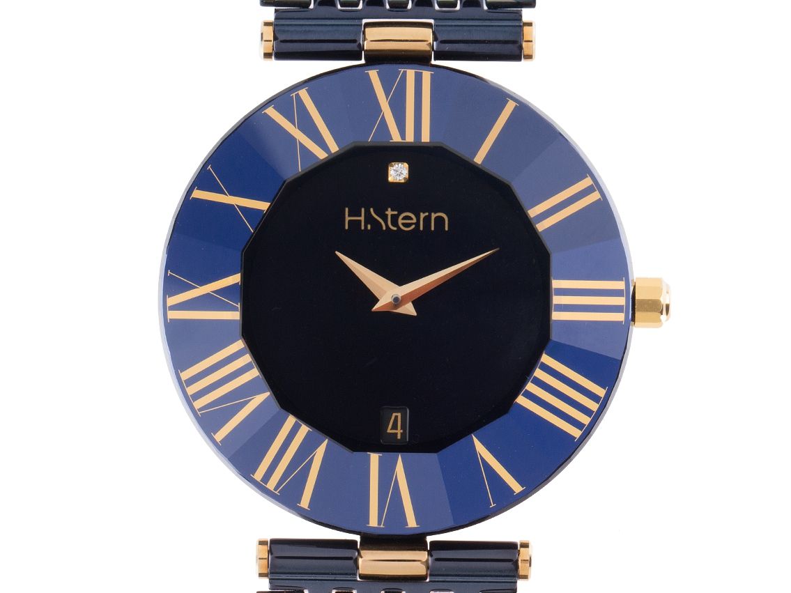 H.Stern Manaus Saphire Stahl 18kt Gelbgold Diamond Blau Eloxiert Quarz Armband Stahl Blau 34mm Ref.RH9TT-27 wie Neu mit Zertifikat über 4.800,-€