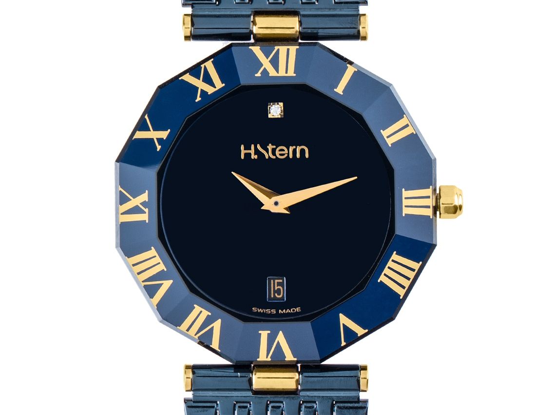 H.Stern Manaus Saphire Stahl 18kt Gelbgold Diamond Blau Eloxiert Quarz Armband Stahl Blau 34mm Ref.RH9TT-27 orig.Box wie Neu mit Zertifikat über 5.800,-€