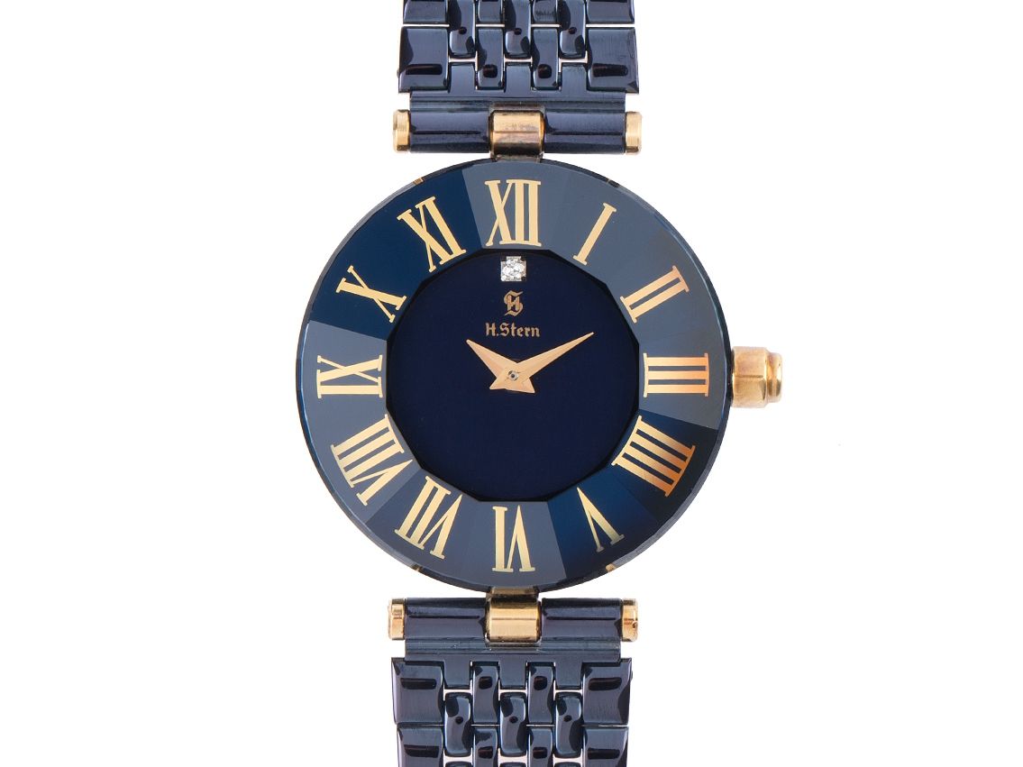 H.Stern Manaus Lady Saphire Stahl 18kt Gelbgold Diamond Blau Eloxiert Quarz Armband Stahl Blau 24mm Ref.PPIM510AU wie Neu mit Zertifikat über 4.300,-€