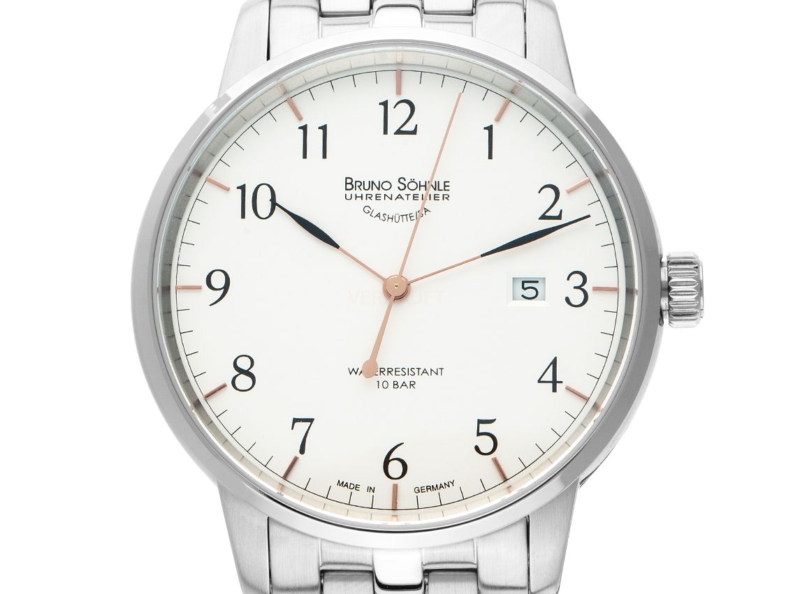 Bruno Söhnle Glashütte Hamburg I Big Stahl Quarz Armband Stahl 41mm Ref.17-13201 Box&Pap. Full Set Neu mit Zertifikat über 525,-€