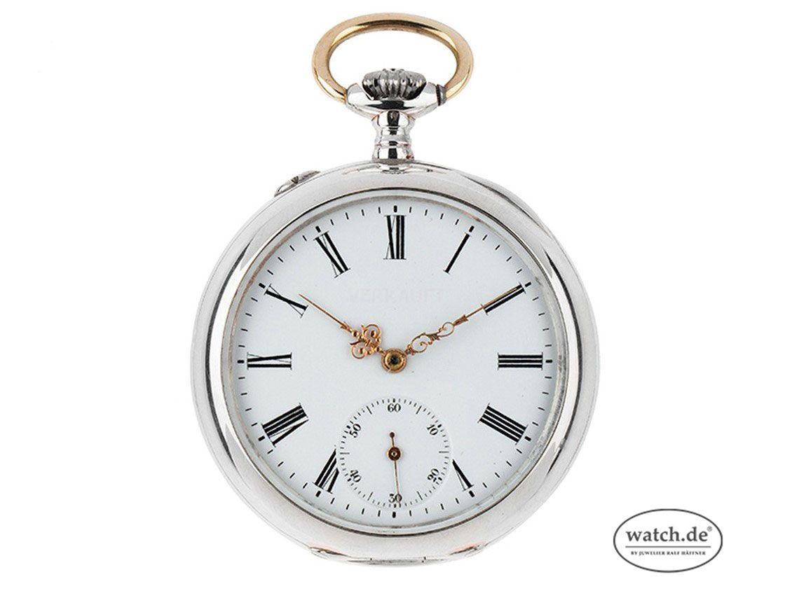 Taschenuhr kleine Sekunde 800 Silber Handaufzug 51mm Vintage Bj.1890 mit Zertifikat über 1.100,-€