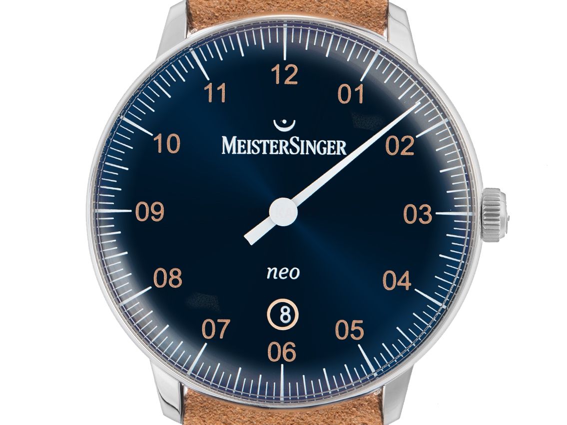 Meistersinger Neo Plus Einzeigeruhr Stahl Automatik Armband Leder 40mm Ref.NE417G Box&Pap. Full Set Ungetragen mit Zertifikat über 1.190,-€