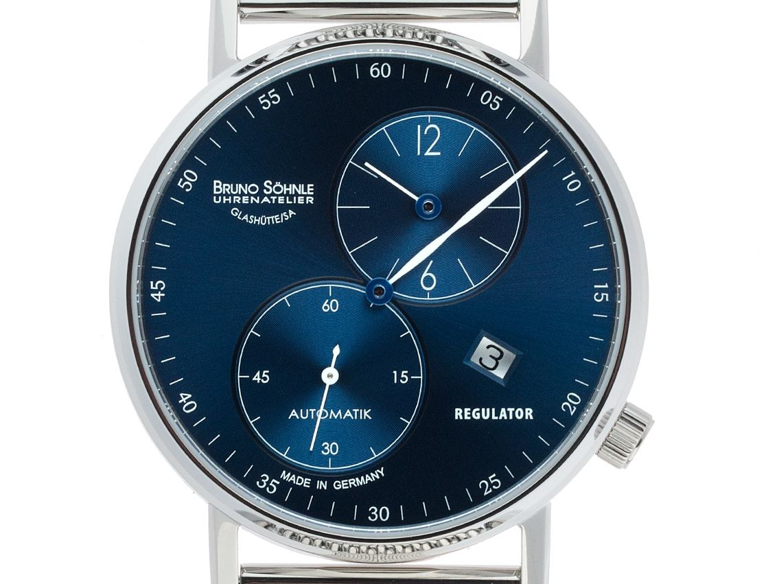 Bruno Söhnle Glashütte Rondo Regulateur Stahl Automatik Armband Stahl 42mm Box&Pap. Full Set Neu mit Zertifikat über 2.195,-€