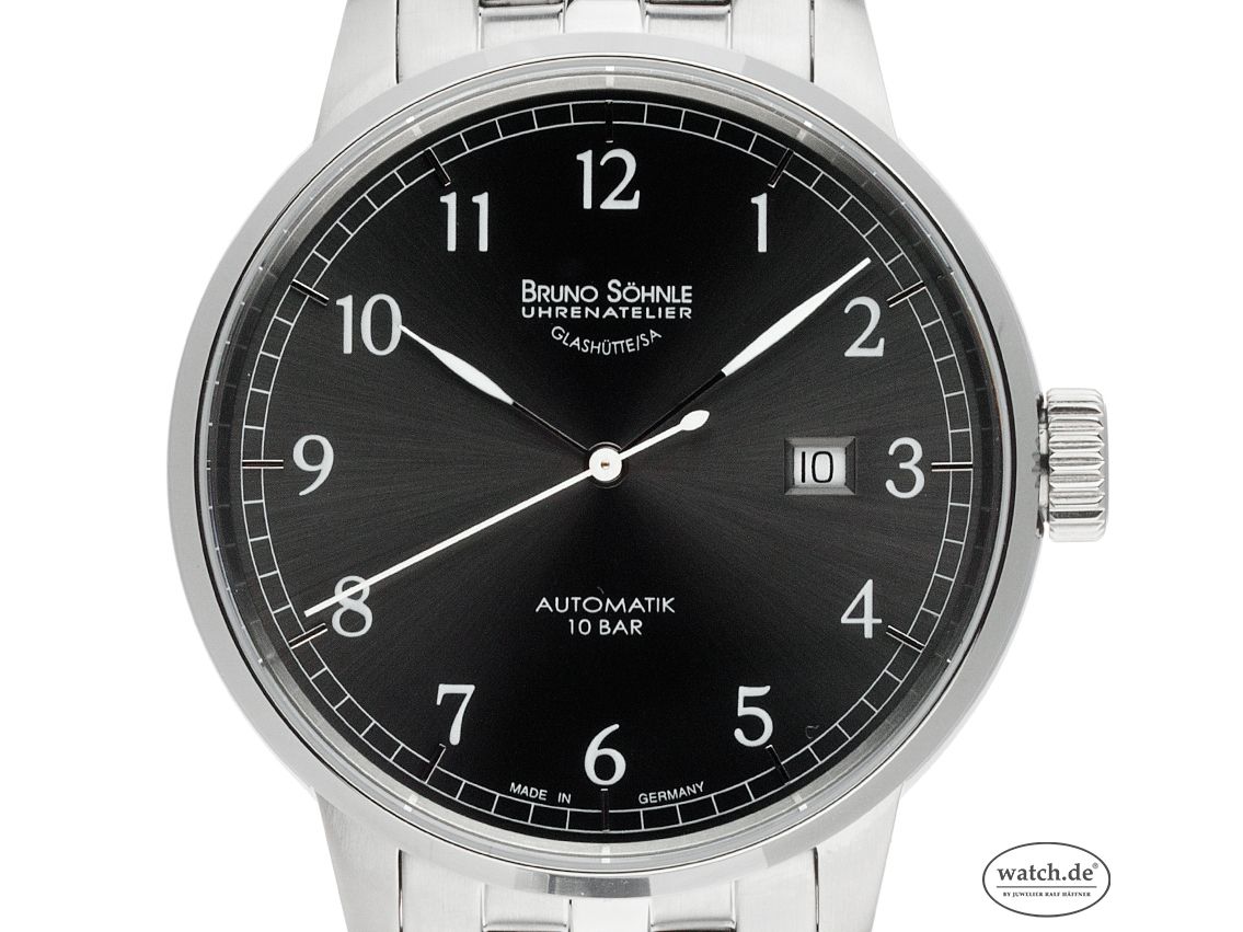 Bruno Söhnle Glashütte Hamburg Big Stahl Automatik Armband Stahl 43mm Ref.17-12203 Box&Pap. Full Set Neu mit Zertifikat über 1.150,-€