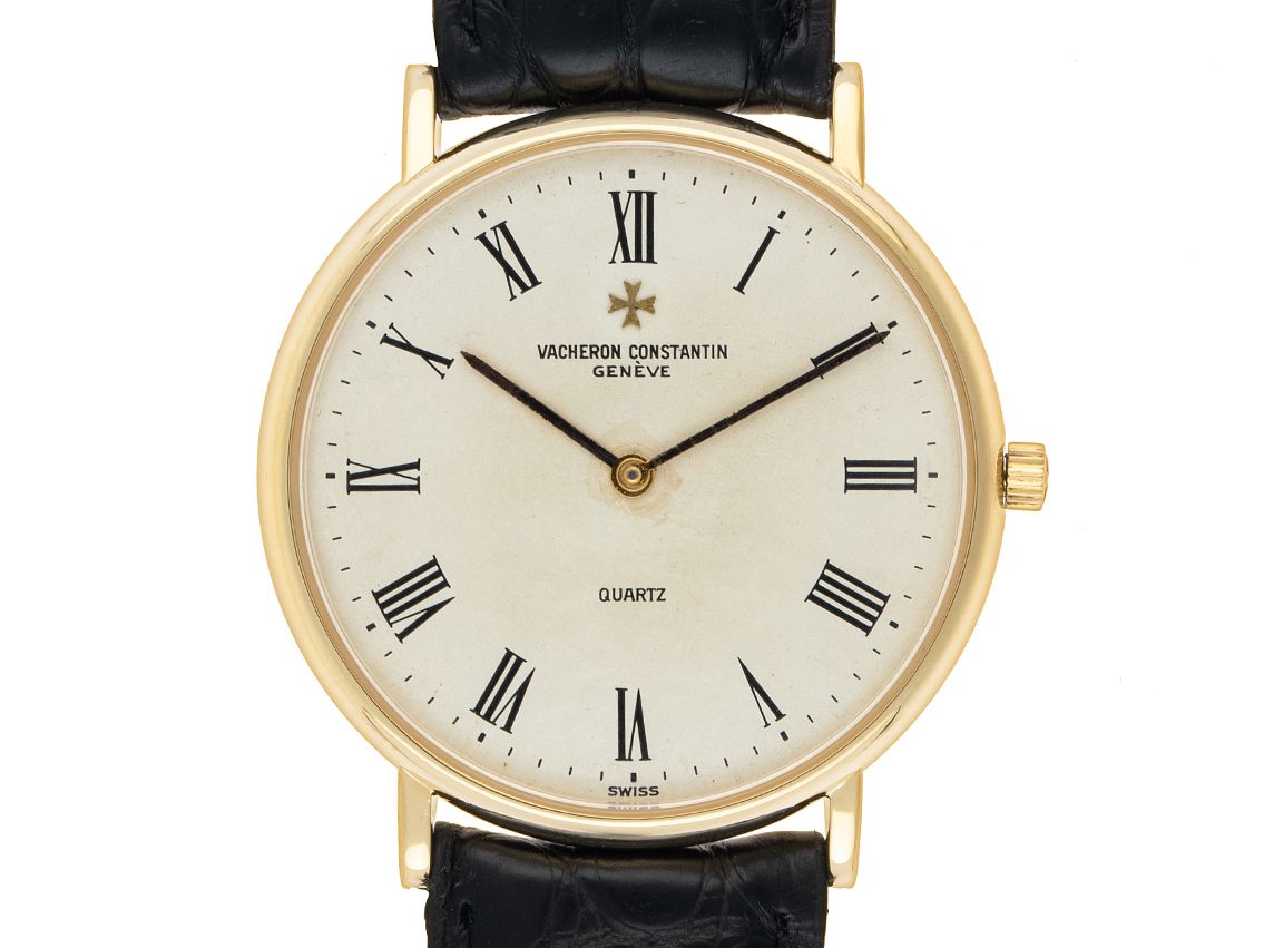 Vacheron Constantin Classique Ultraflach 18kt Gelbgold Quarz Armband Leder 32mm Ref.70001/1 Vintage Bj.1987 orig.Box wie Neu mit Zertifikat über 15.500,-€