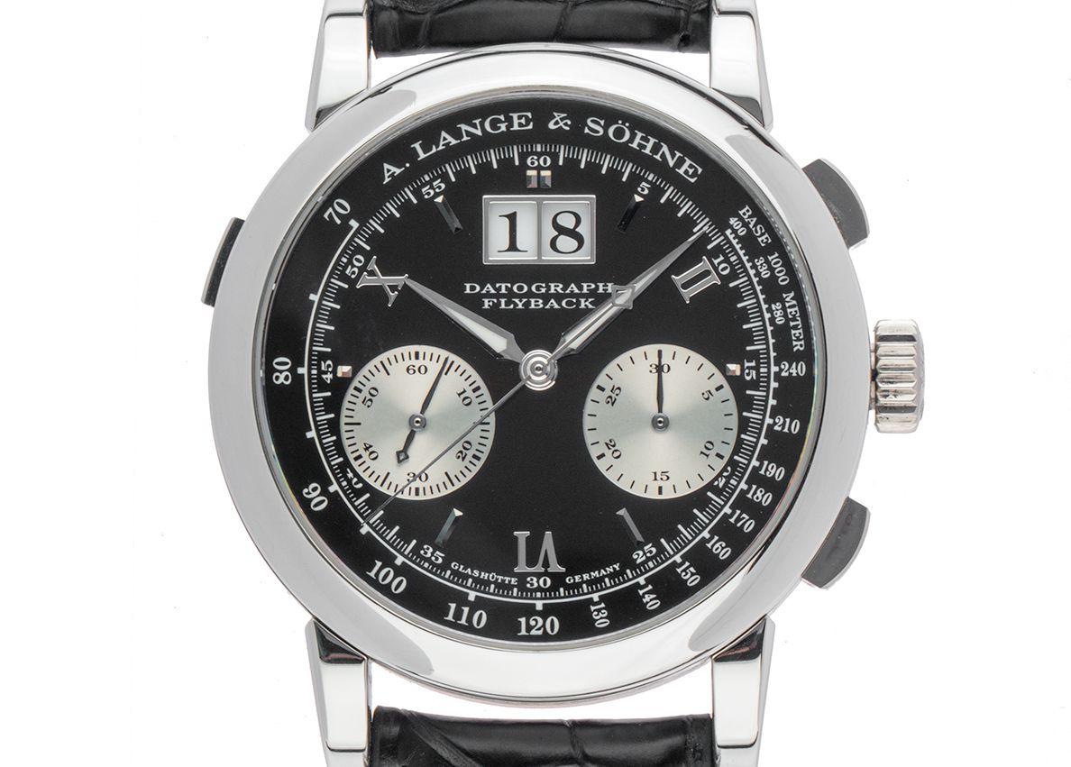 A. Lange & Söhne Datograph Chronograph Flyback 950 Platin Handaufzug Armband Leder 39mm Ref.403.035 Vintage Bj.2005 Box&Beschreibung wie Neu mit Zertifikat über 59.000,-€