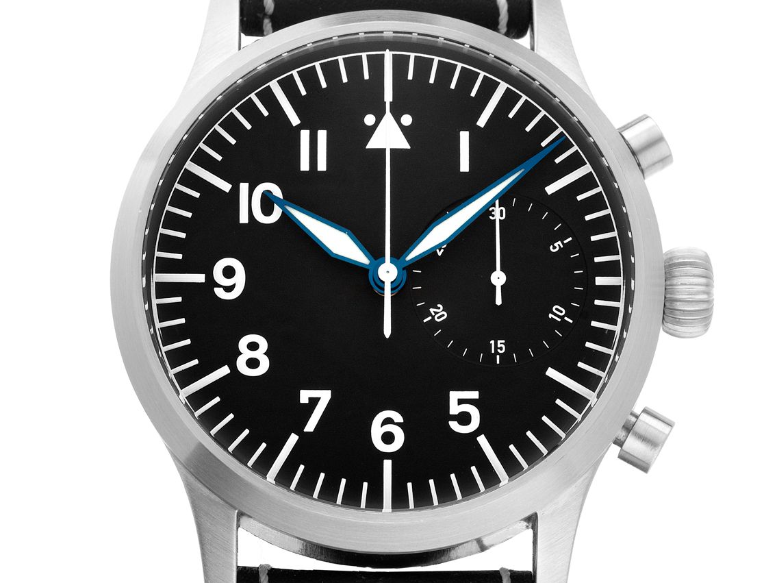 Stowa Flieger Klassik Chrono Stahl Automatik Armband Leder 41mm Bj.2016 Box&Pap. Full Set wie Neu mit Zertifikat über 1.950,-€