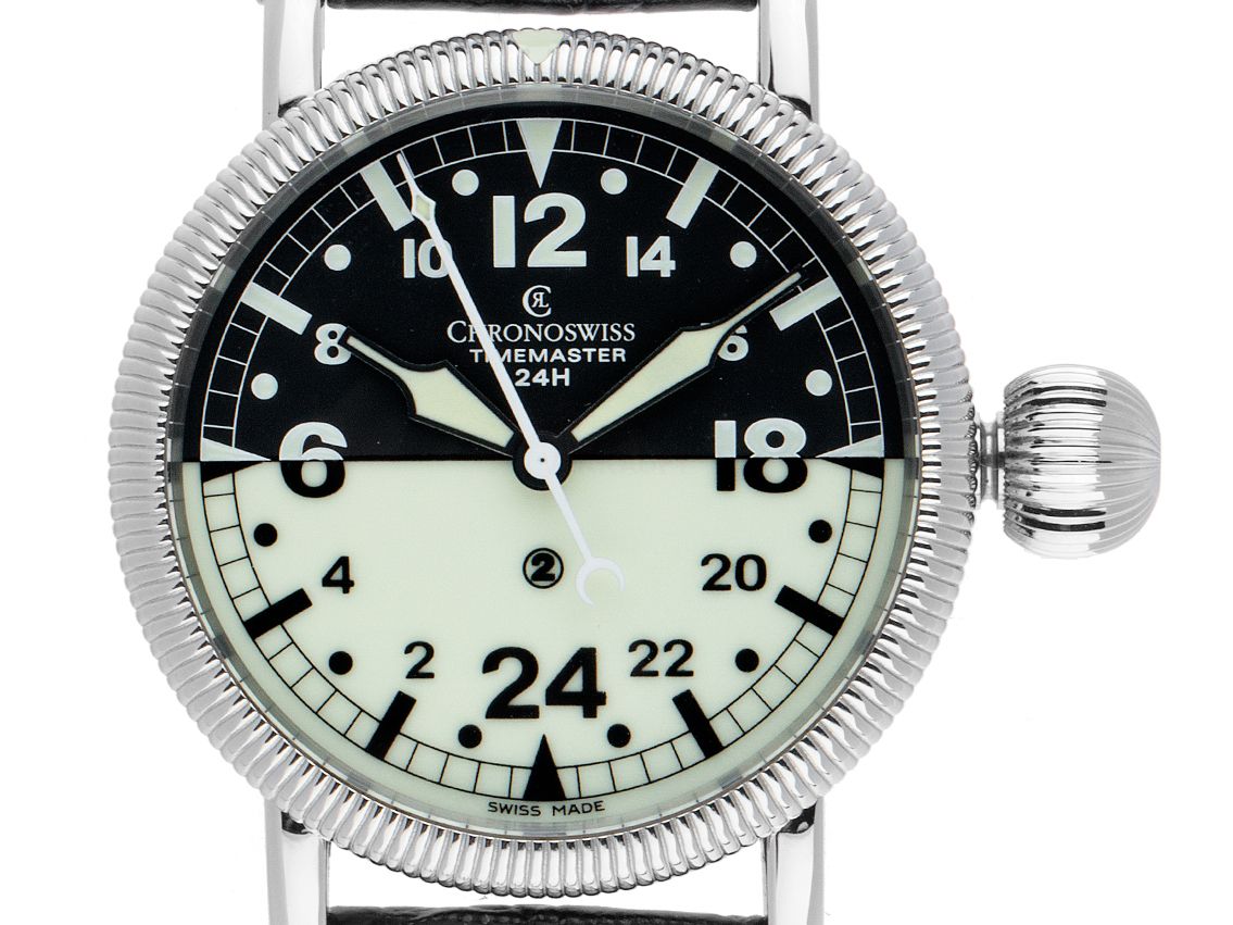 Chronoswiss Timemaster 24H Stahl Handaufzug Armband Leder 44mm Ref.CH 6433 Vintage Bj.2006 Box&Pap. Full Set wie Neu