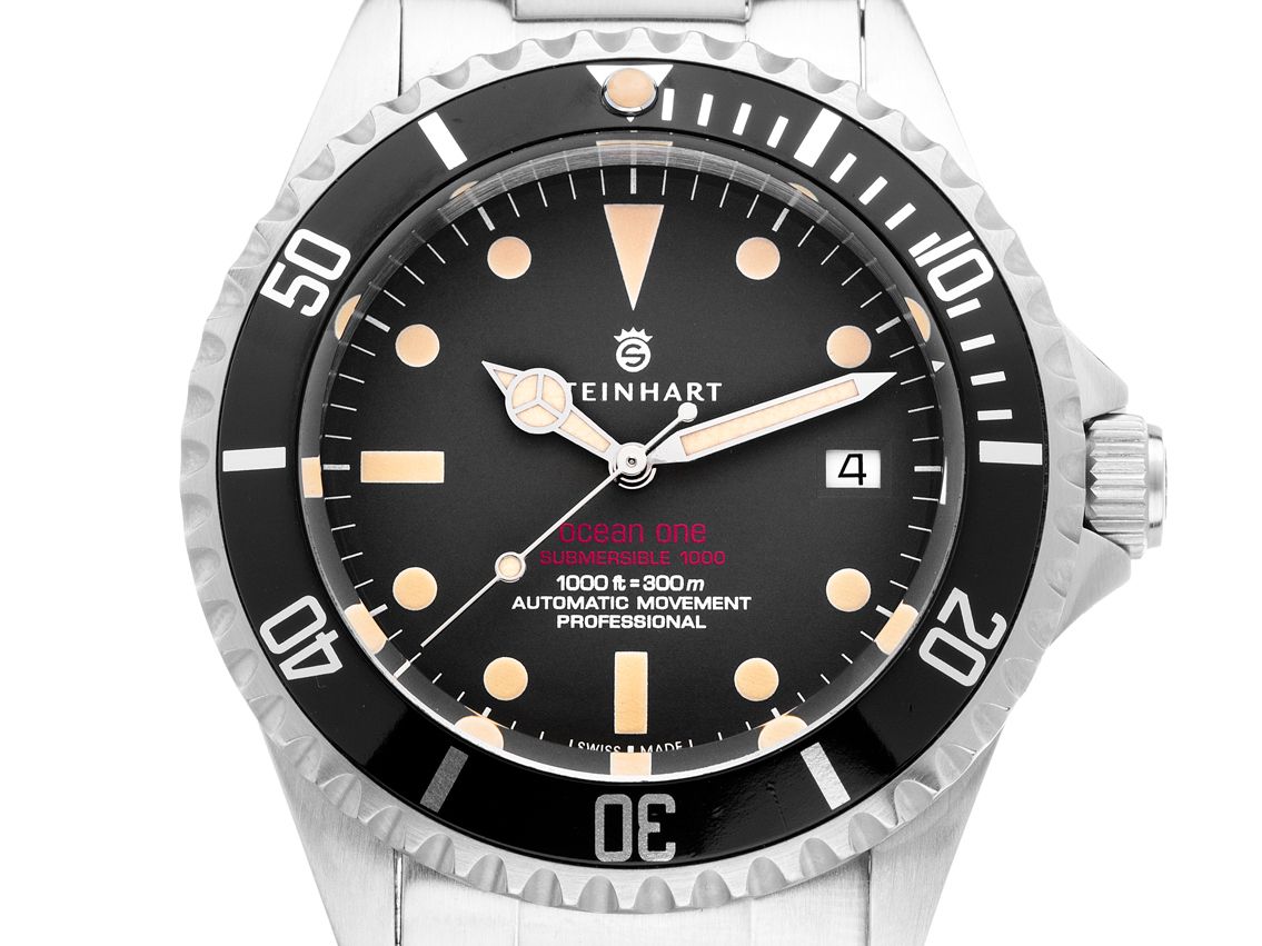 Steinhart Ocean One Vintage Red Stahl Automatik Armband Stahl 42mm Vintage Bj.2015 Box&Pap. Full Set wie Neu mit Zertifikat über 395,-€