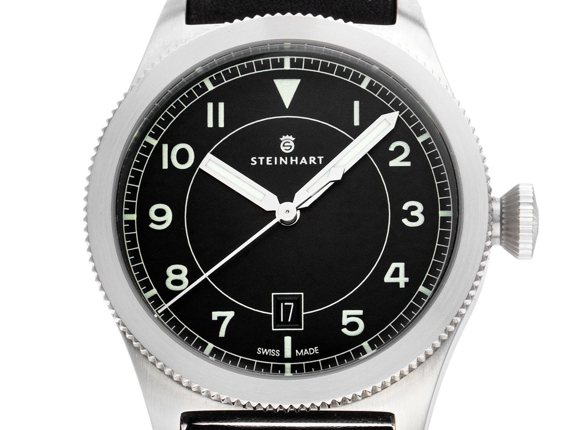 Steinhart Military Black Stahl Automatik Armband Leder 42mm Ref.MY0601 Vintage Bj.2013 Box&Pap. Full Set wie Neu mit Zertifikat über 480,-€