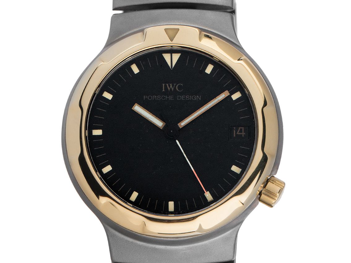 IWC Porsche Design Ocean Titan Gelbgold Automatik Armband Titan 34mm Ref.35031 Vintage Bj.1995 IWC Service Box