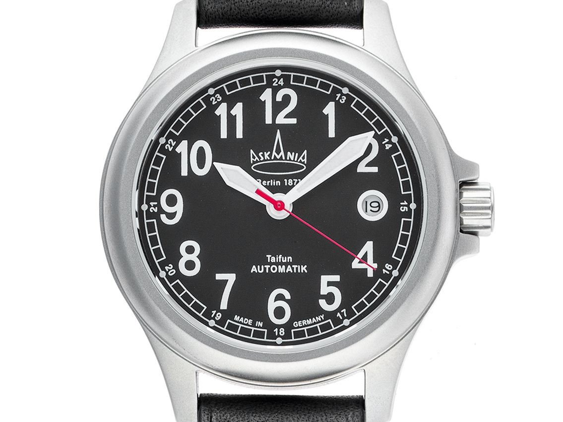 Askania Taifun Stahl Automatik Armband Leder 39mm Box&Pap. Full Set Neu mit Zertifikat über 1.195,-€