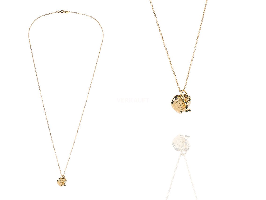 Tiffany & Co. Kette + Anhänger Schlüssel Herz Love Return to Tiffany 18kt Gelbgold mit Zertifikat über 1.600,-€