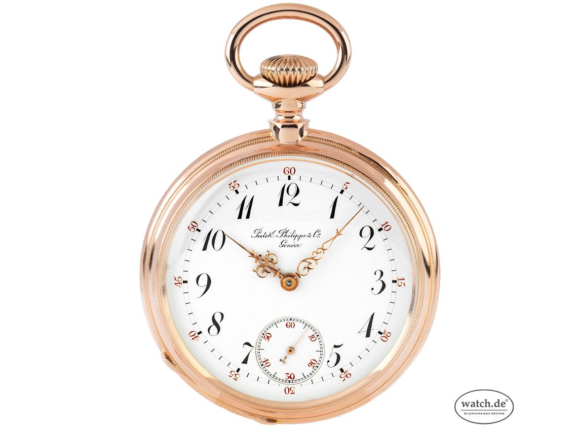 Patek Philippe Taschenuhr Kaliber 19´´ kleine Sekunde Roségold Handaufzug 49mm Vintage Bj.1885 Ursprungszeugnis mit Zertifikat über 14.500,-€