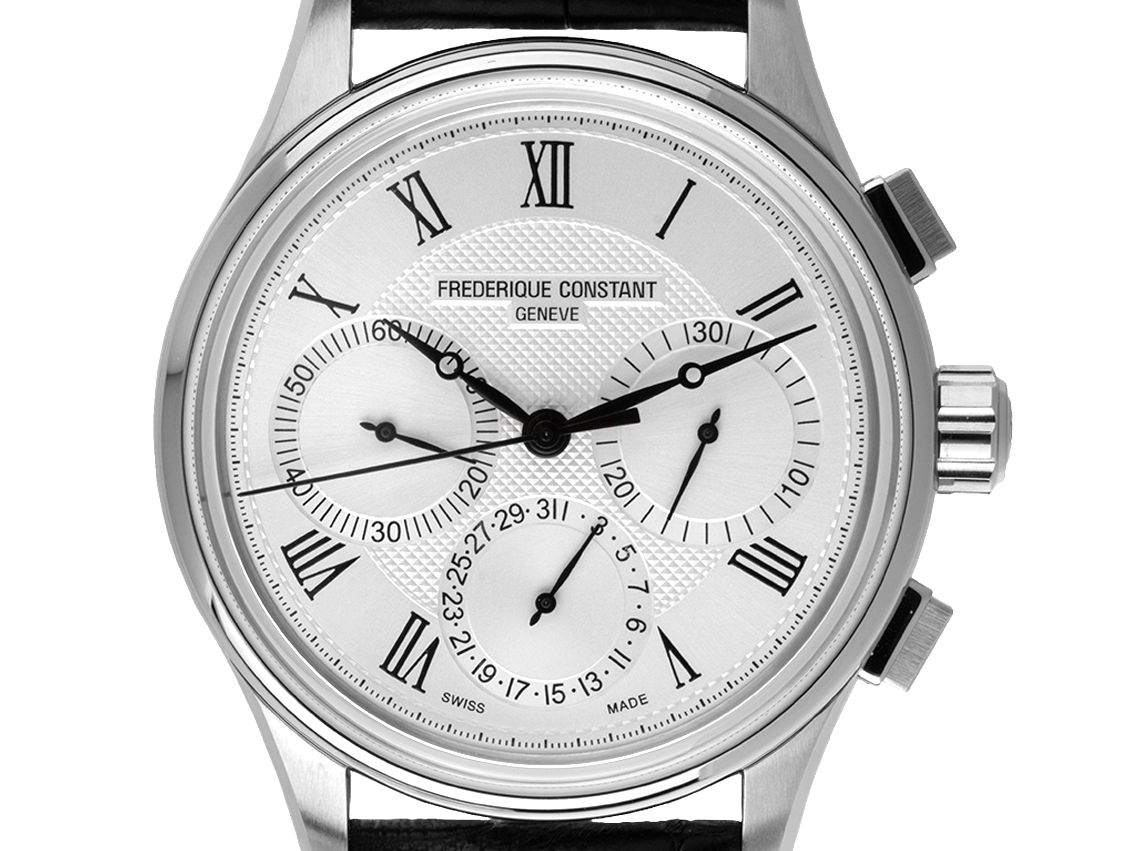 Frederique Constant Flyback Chronograph Stahl Automatik Armband Leder 42mm Box&Pap. Full Set Neu