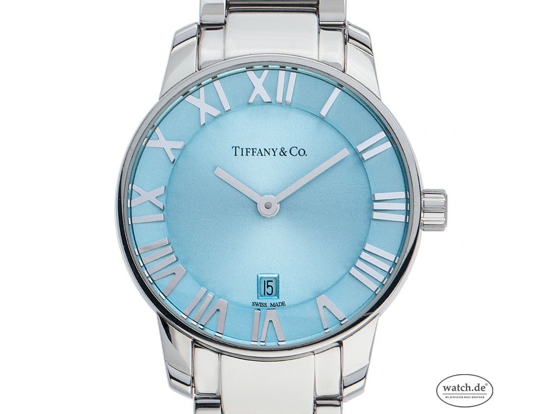 Tiffany & Co. Atlas 2 Zeiger Stahl Quarz Armband Stahl 29mm Bj.2017 Box&Pap. Full Set wie Neu mit Zertifikat über 2.700,-€