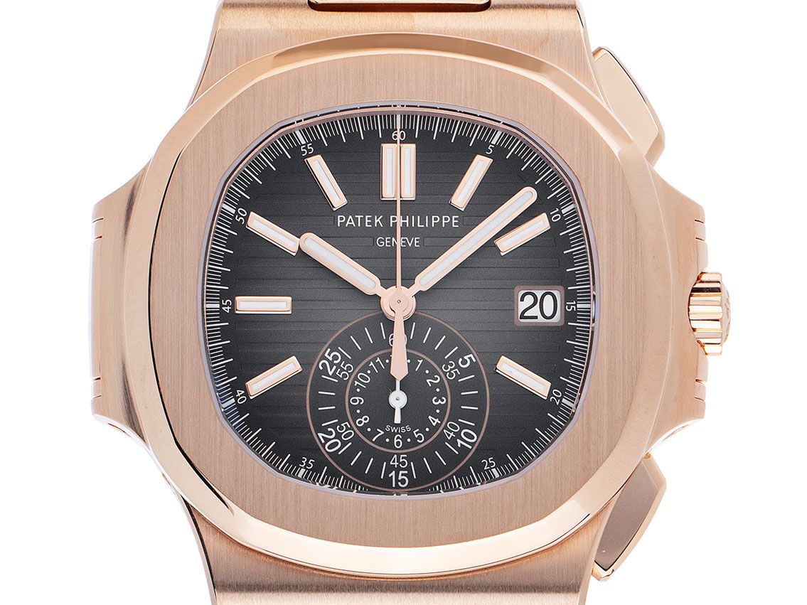 Patek Philippe Nautilus 18kt Roségold Automatik Chronograph Armband 18kt Roségold 40mm Ref.5980/1R-001 Bj.2022 Box&Pap. LC 100 Full Set Original unpoliert