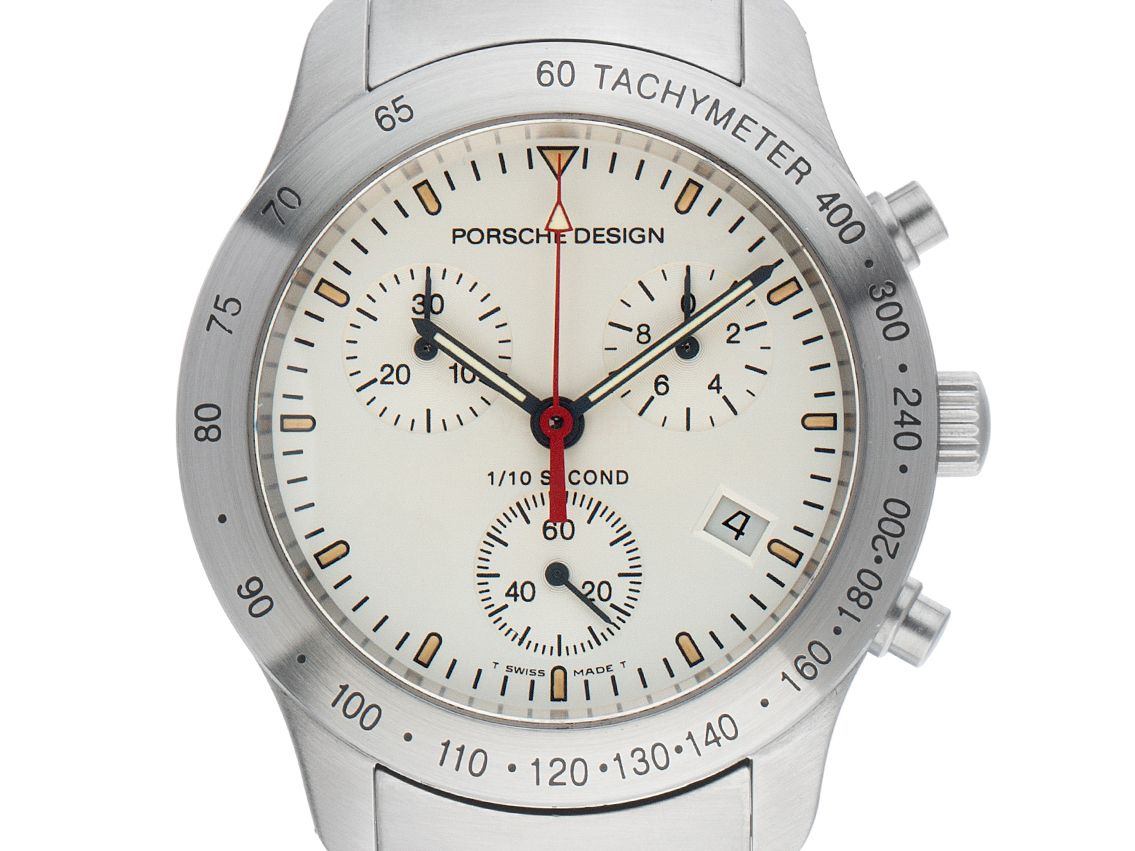 Porsche Design by Eterna P10 Stahl Quarz Chronograph 1/10sec Armband Stahl 38mm Ref.6600.41 Vintage Bj.1998 Beschreibung&orig.Kaufbeleg mit Zertifikat über 3.500,-€