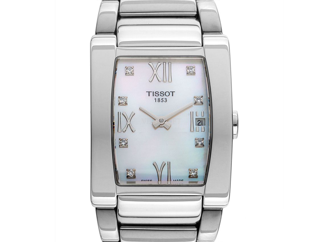 Tissot Generosi-T Stahl Diamanten Perlmutt Quarz Armband Stahl 34x25mm Ref.T007309A Bj.2014 Box&Pap. wie Neu