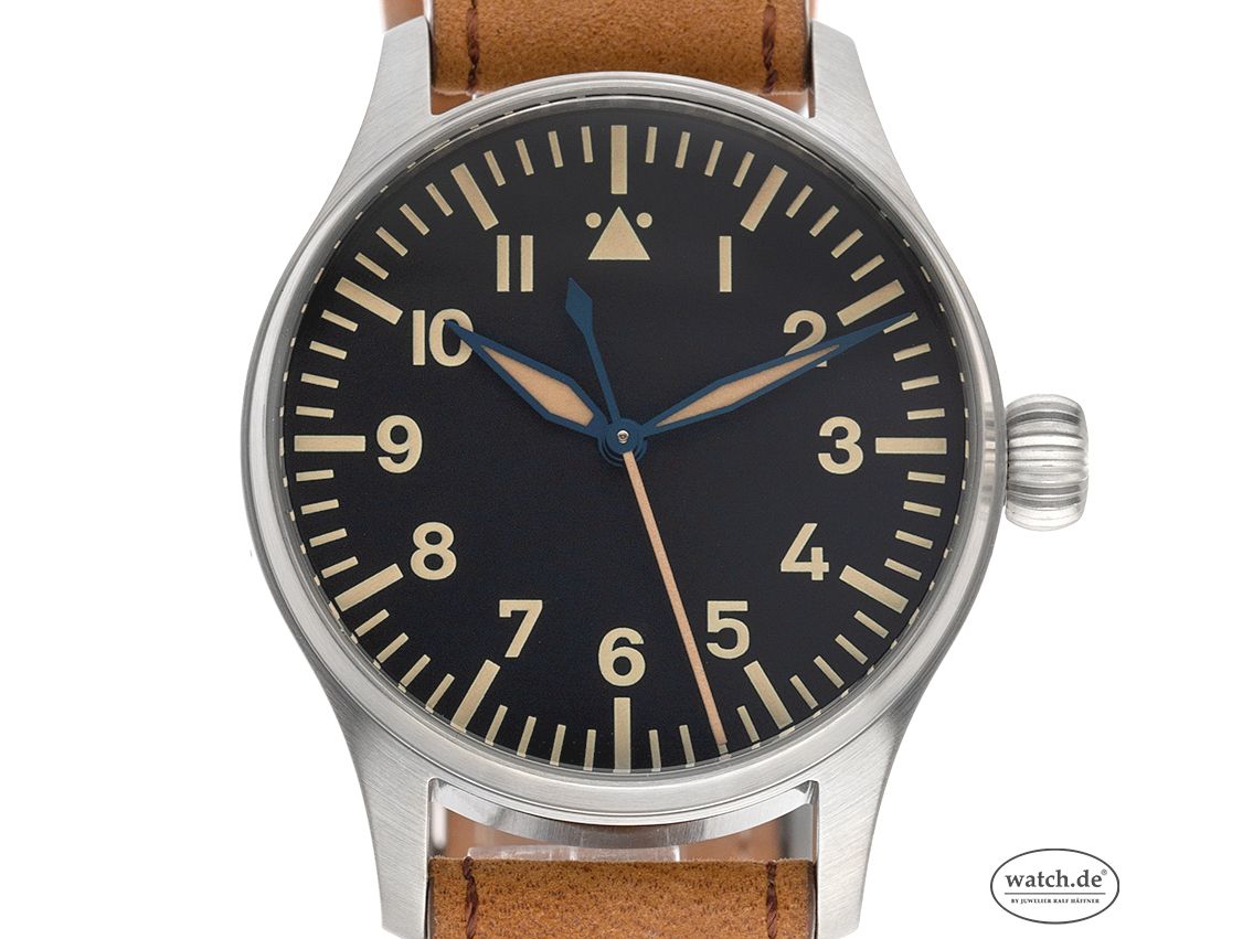 Stowa Flieger 36 ohne Logo Medium Größe Stahl Handaufzug Armband Leder Limitiert 36mm Bj.2017 Box&Pap. Full Set wie Neu