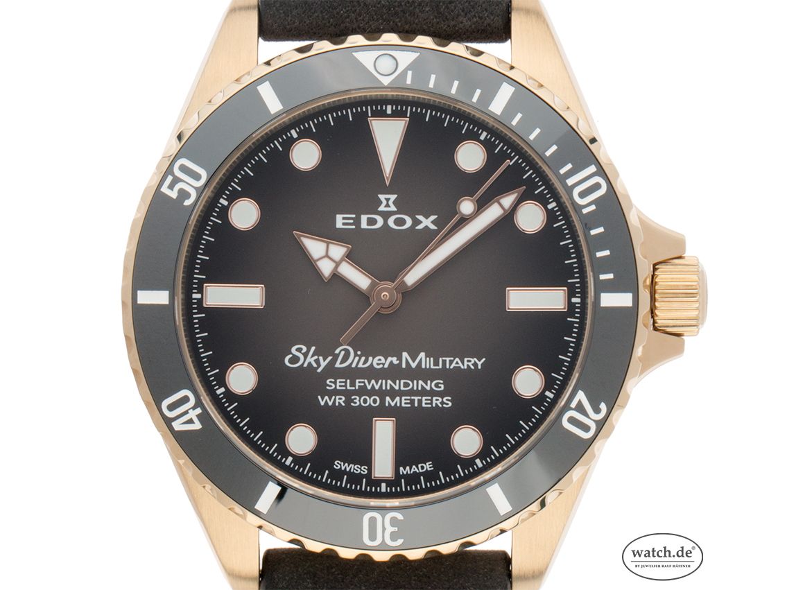 Edox Sky Diver Military Bronze Automatik Armband Leder Limitiert 42mm Ref.80115 Box&Pap. Full Set Neu mit Zertifikat über 1.490,-€