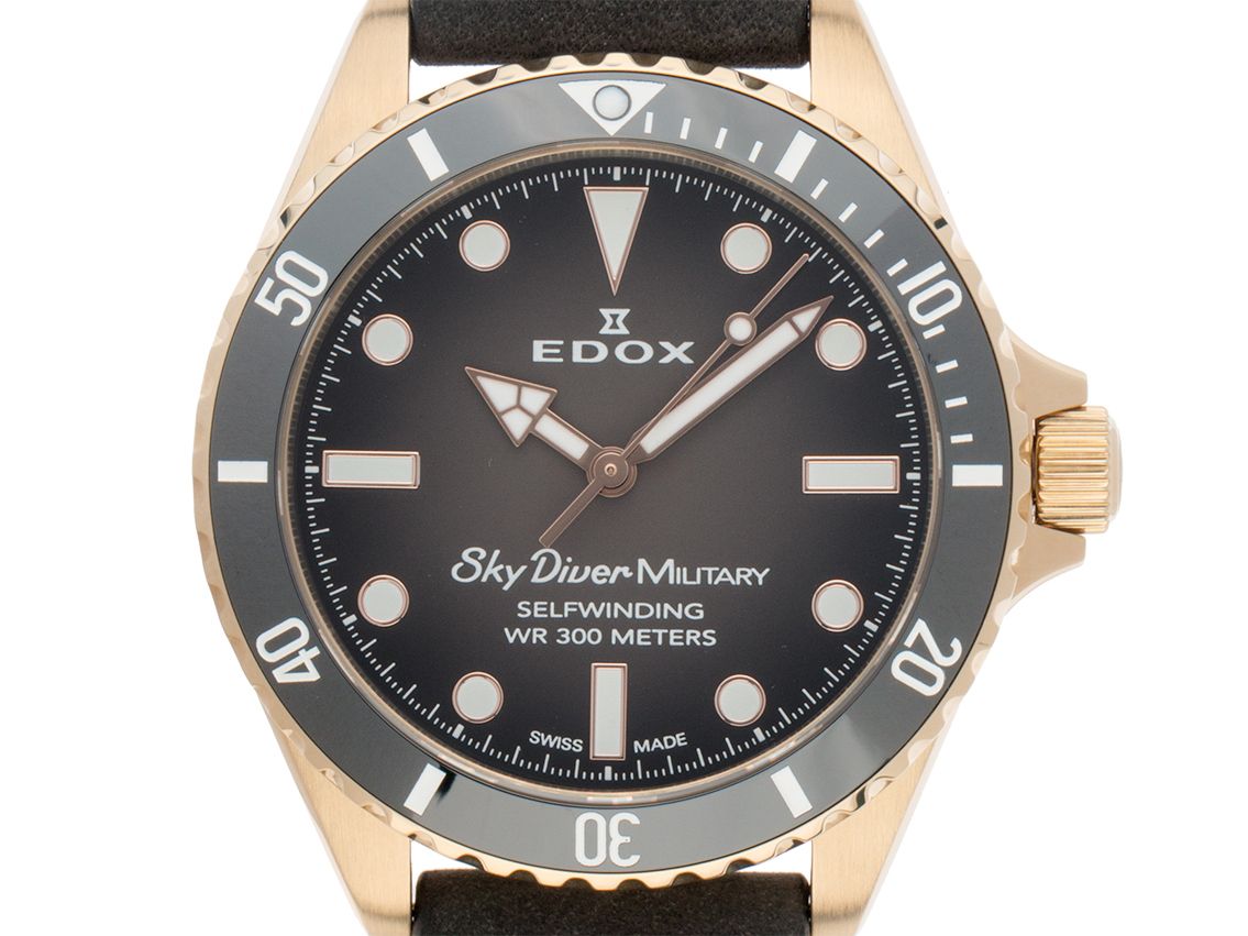 Edox Sky Diver Military Bronze Automatik Armband Leder Limitiert 42mm Ref.80115 Bj.2021 Box&Pap. Full Set Neu