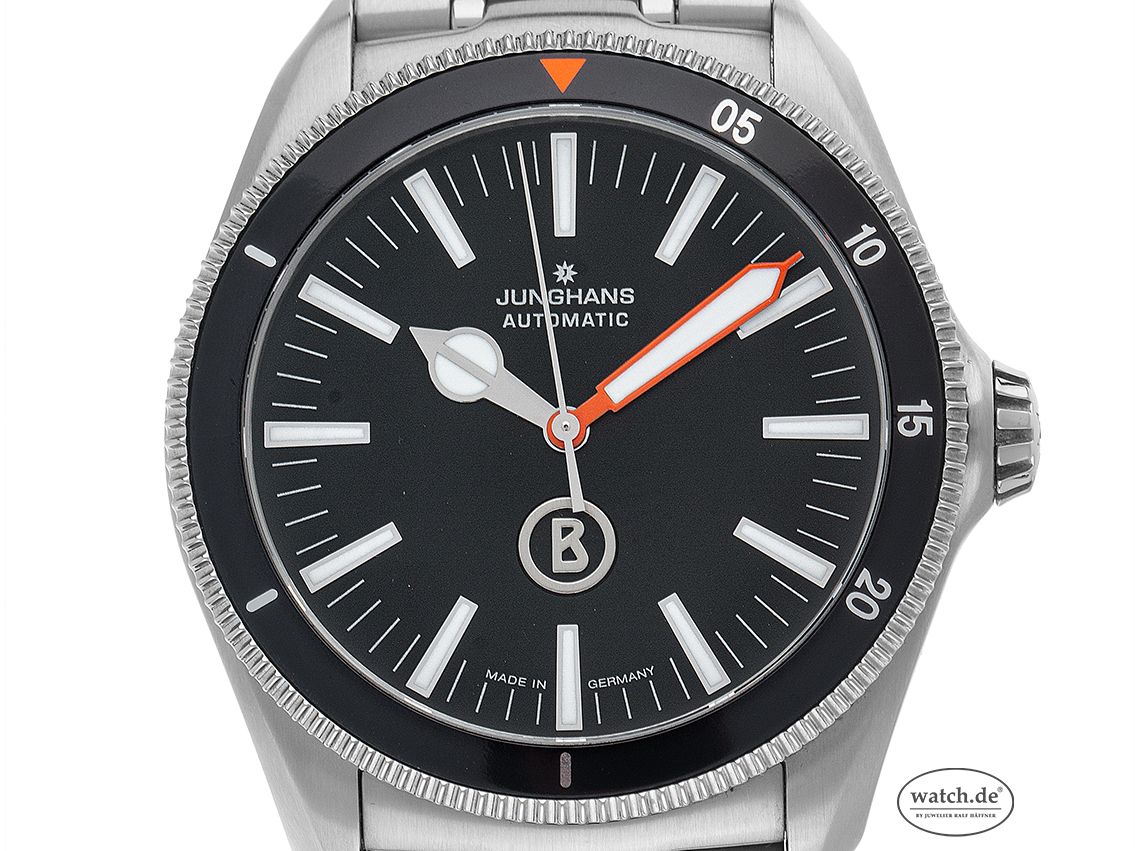 Junghans Bogner Willy Blue Stahl Automatik Armband Stahl 42mm Ref.027/3211.44 Bj.2014 Box&Pap. Full Set Ungetragen mit Zertifikat über 1.100,-€