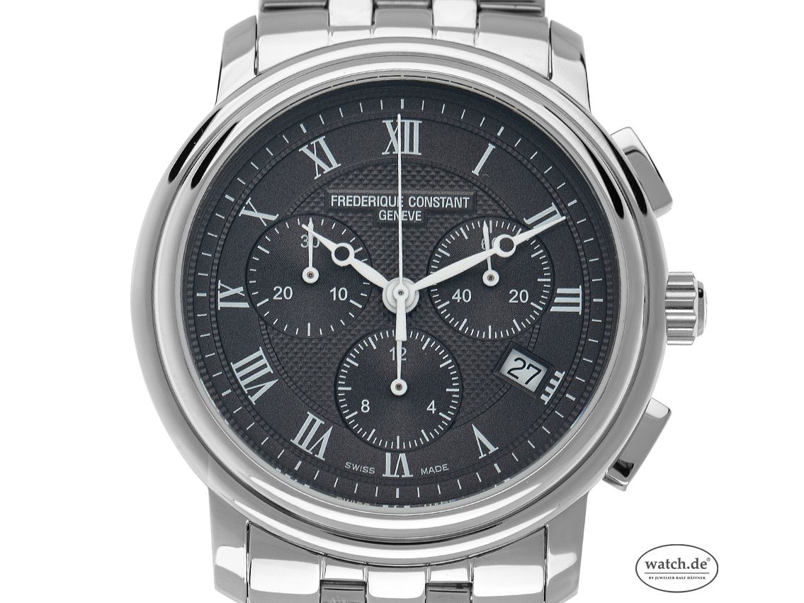 Frederique Constant Depose Stahl Quarz Armband Stahl 40mm Box&Pap. Full Set Ungetragen mit Zertifikat über 980,-€