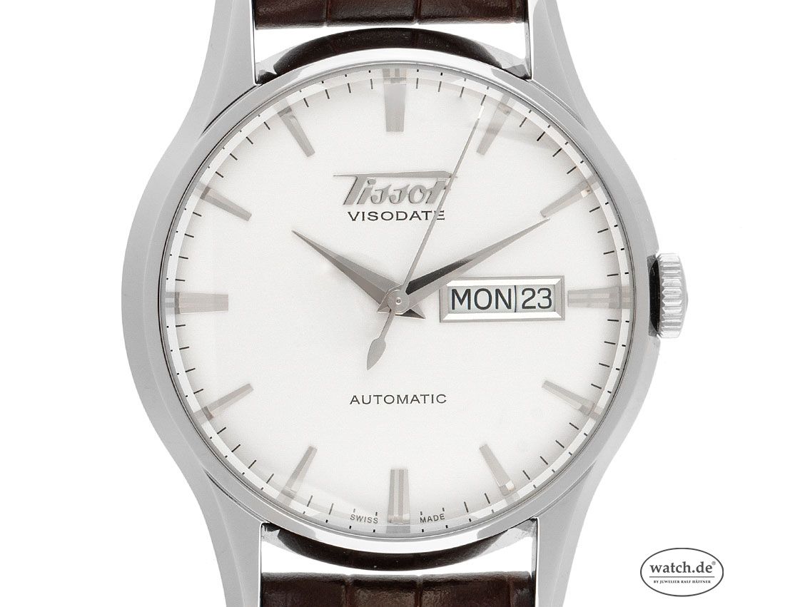 Tissot Visodate Day Date Stahl Automatik Armband Leder Faltschließe 40mm Ref.T0194301603101 Bj.2018 Box&Pap. Full Set wie Neu mit Zertifikat über 580,-€