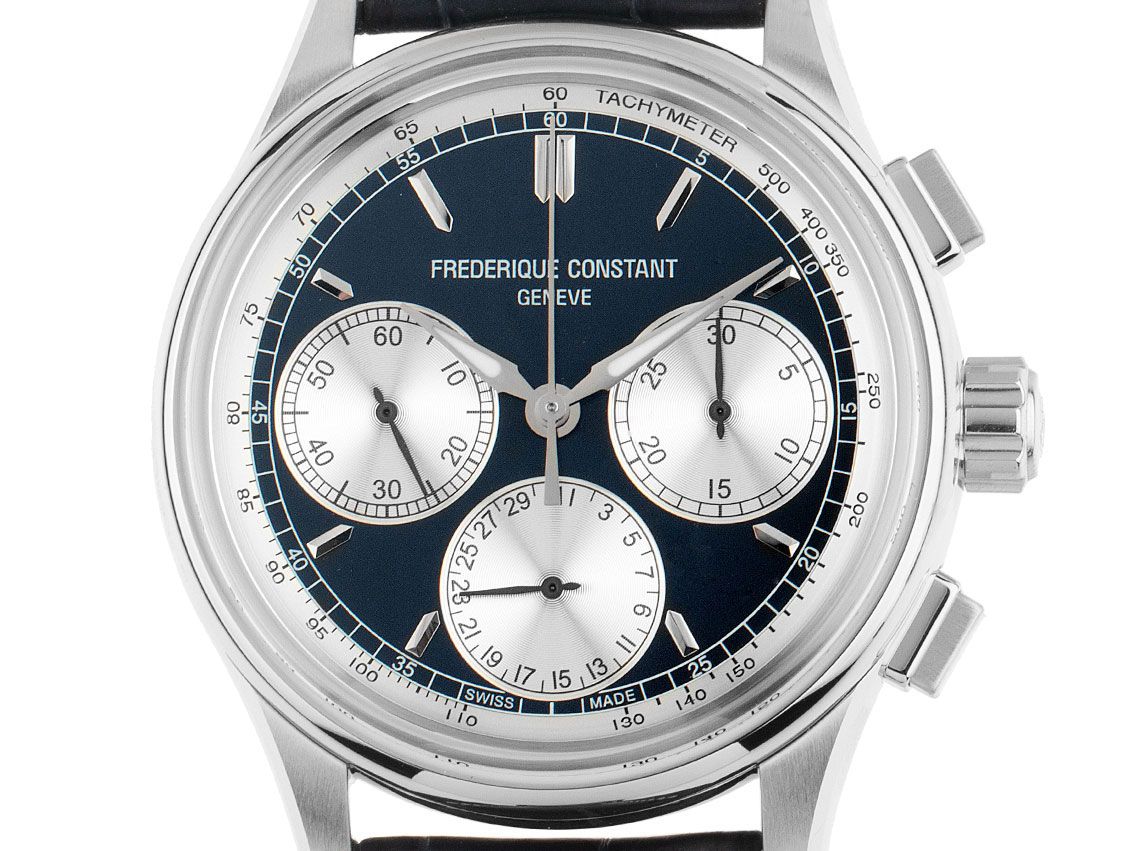 Frederique Constant Flyback Chronograph Stahl Automatik Armband Leder Faltschließe 42mm Box&Pap. Full Set Neu mit Zertifikat über 3.895,-€