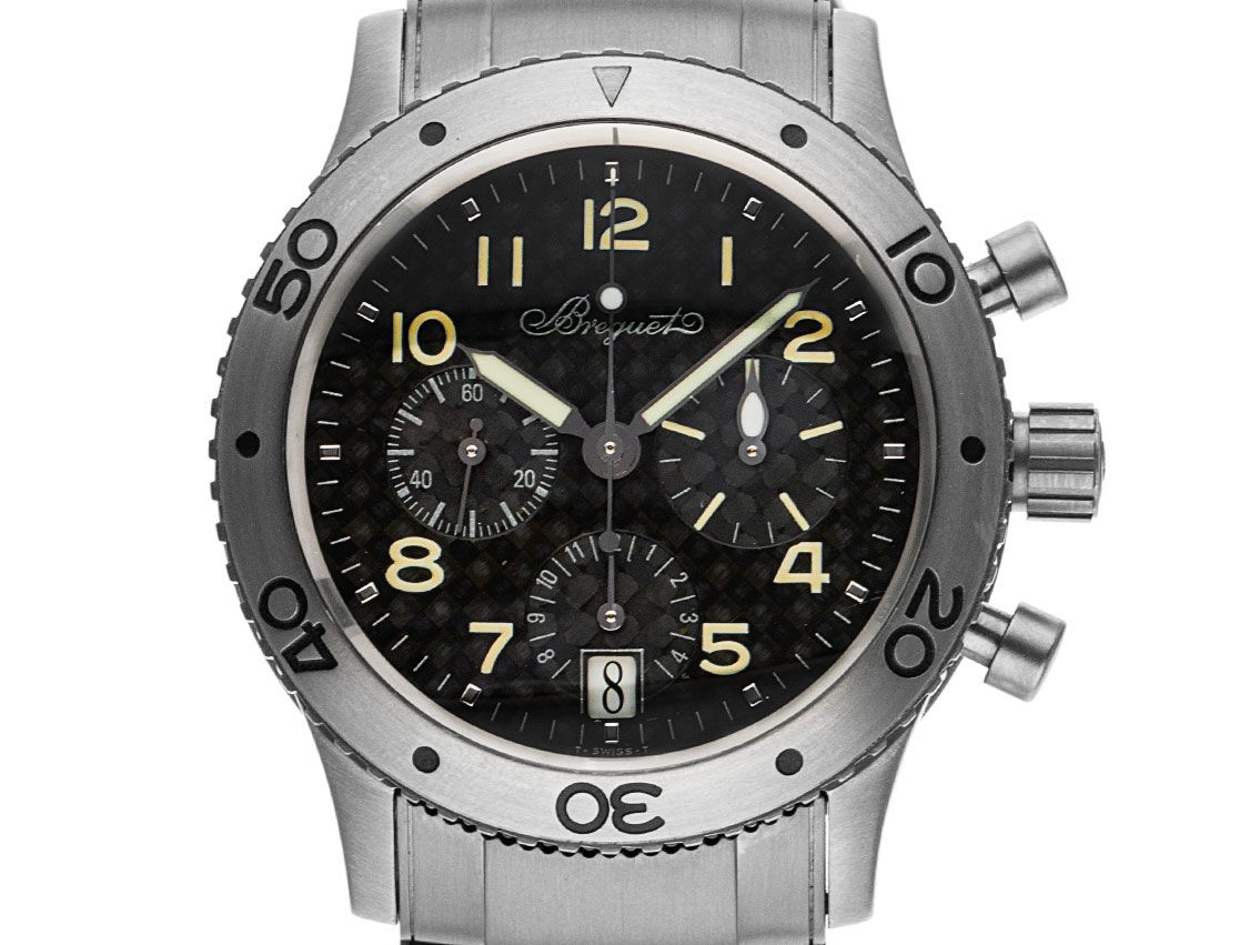 Breguet Type XX Transatlantique Titan Automatik Chronograph Armband Titan 39mm Ref.3820 Vintage Bj.2000 Box&Pap. Full Set wie Neu