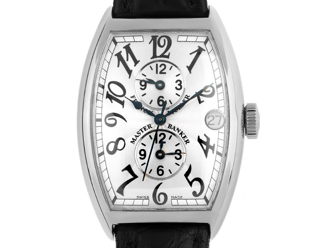 Franck Muller Master Banker 3 Zeitzonen Stahl Automatik Armband Leder 38x31mm Ref.5850MB Bj.2017 Box&Pap. Full Set wie Neu mit Zertifikat über 10.500,-€