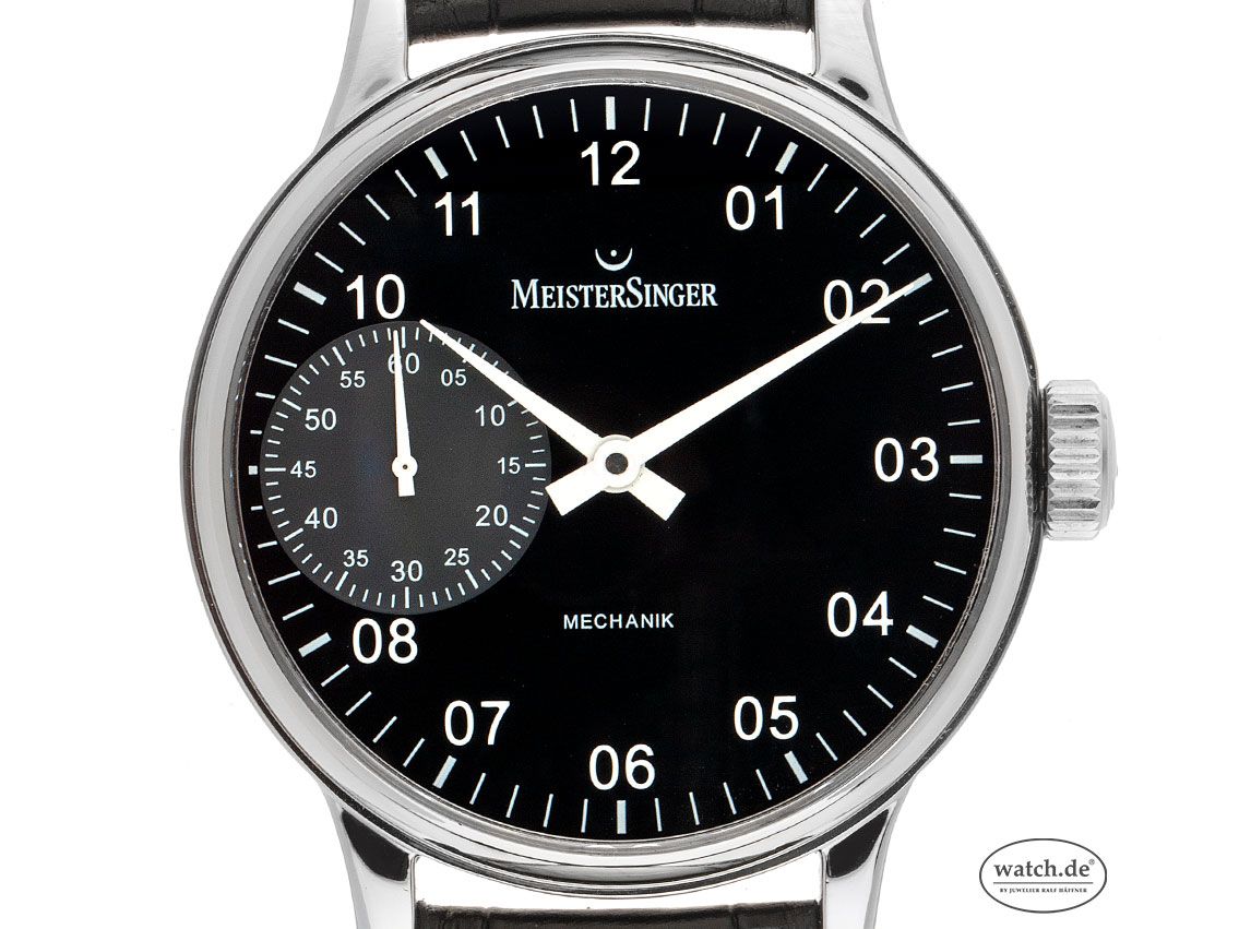 Meistersinger Scrypto Stahl Handaufzug Unitas Armband Leder Faltschließe 43mm Ref.AM5.02S Vintage Bj.2006 orig.Pap.&Beschreibung wie Neu mit Zertifikat über 980,-€