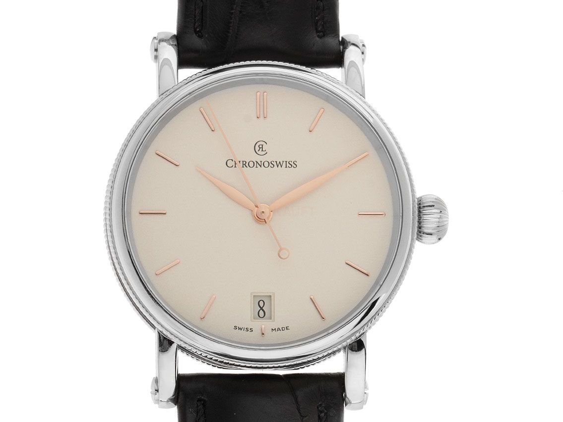 Chronoswiss Sirius Datum Stahl Automatik Armband Leder Medium Größe 34mm Ref.CH-2093 2020 Box&Pap. Full Set Ungetragen Vintage 