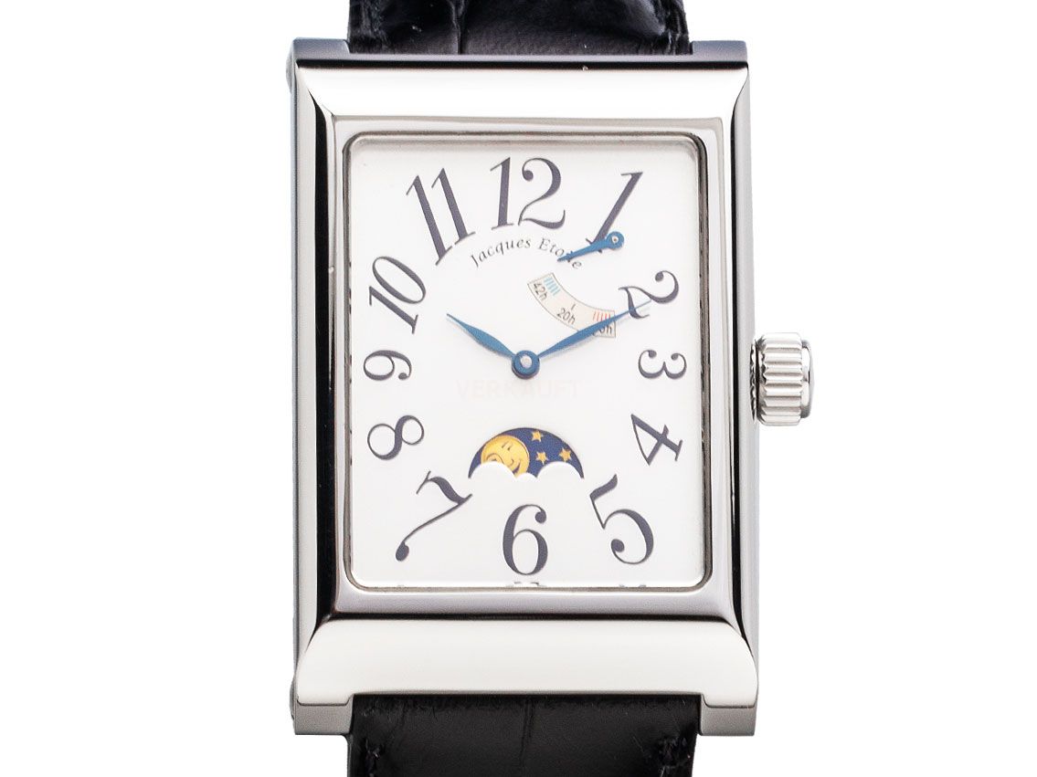 Jacques Etoile Estes Parc 1912 Lunarium Stahl Handaufzug Armband Leder 46x29,5mm Vintage orig.Box mit Zertifikat über 3.300,-€