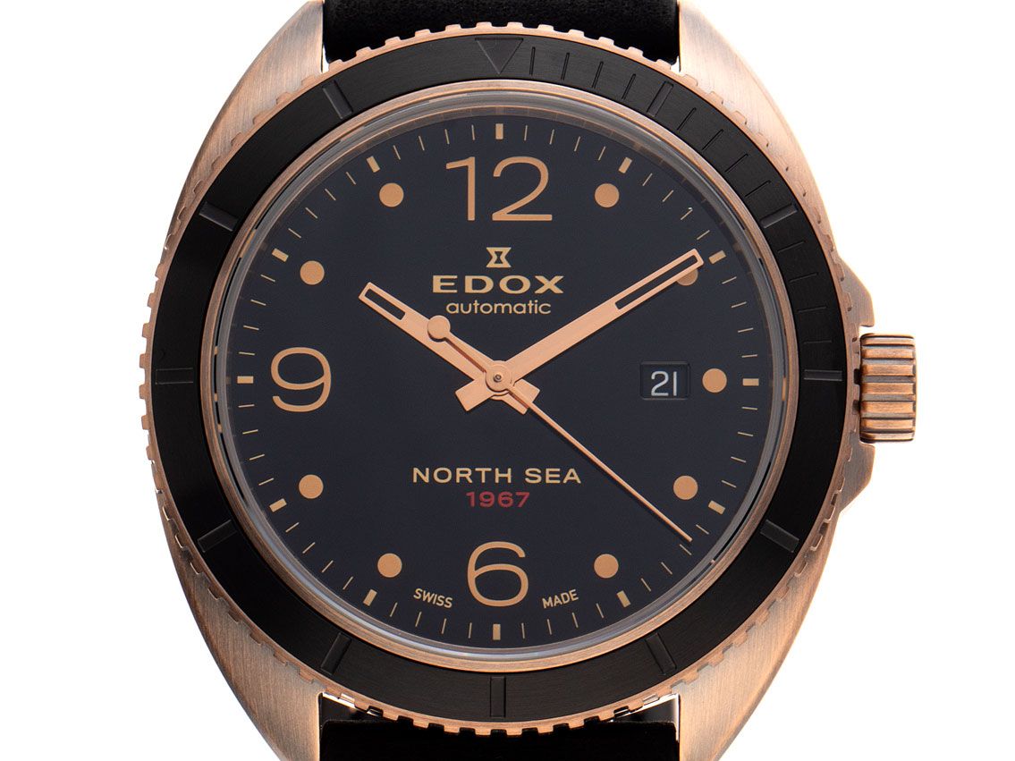 Edox Delfin North Sea 1967 Bronze Keramik Automatik Armband Leder 43mm Limitiert Ref. 80118 BRN N67 Box&Pap. Full Set Neu
