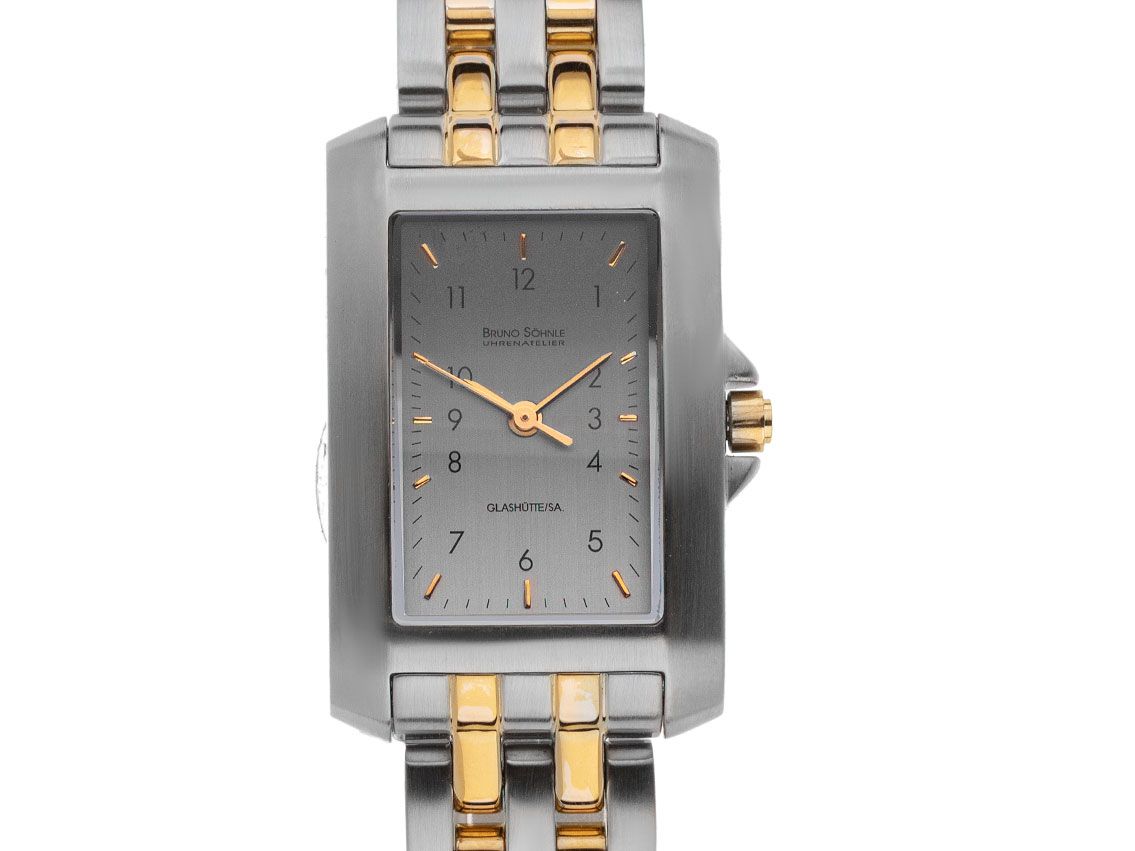 Bruno Söhnle Glashütte Classique Stahl Quarz Armband Stahl/Gelbgold 28x22mm Ref. 1007 Bj.2017 orig. Box wie Neu