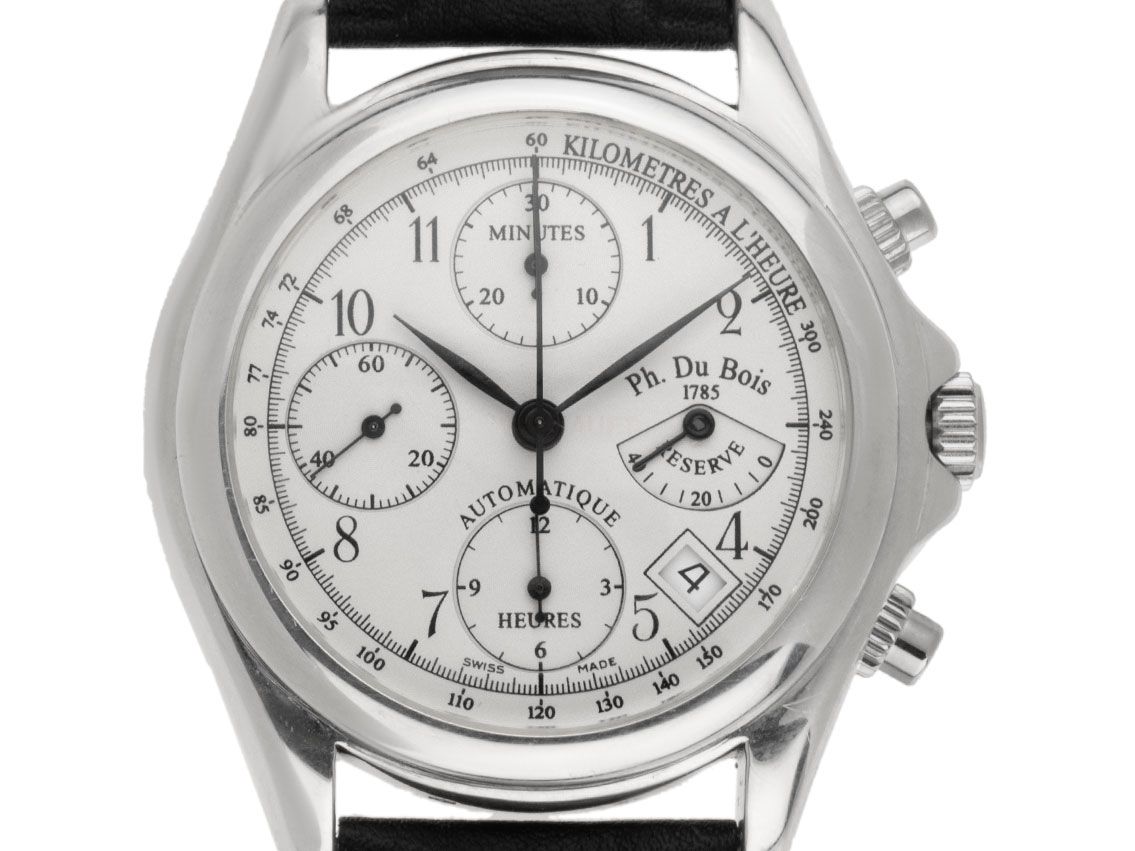 Philippe du Bois & Fils Art Deco 1925 925 Sterlingsilber Automatik Chronograph  Armband Leder Limitiert 39mm Ref.Edition 39 Vintage Bj.1996 Box&Pap. Full Set wie Neu mit Zertifikat über 3.800,-€