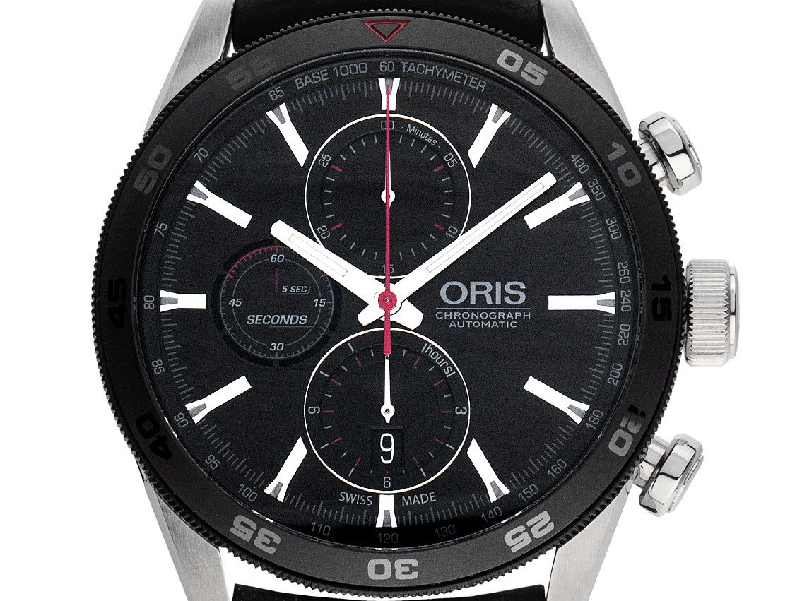 Oris Artix GT Stahl Automatik Chronograph Armband Kautschuk Faltschließe 44mm Vintage Bj.2016 Box&Pap. Full Set wie Neu