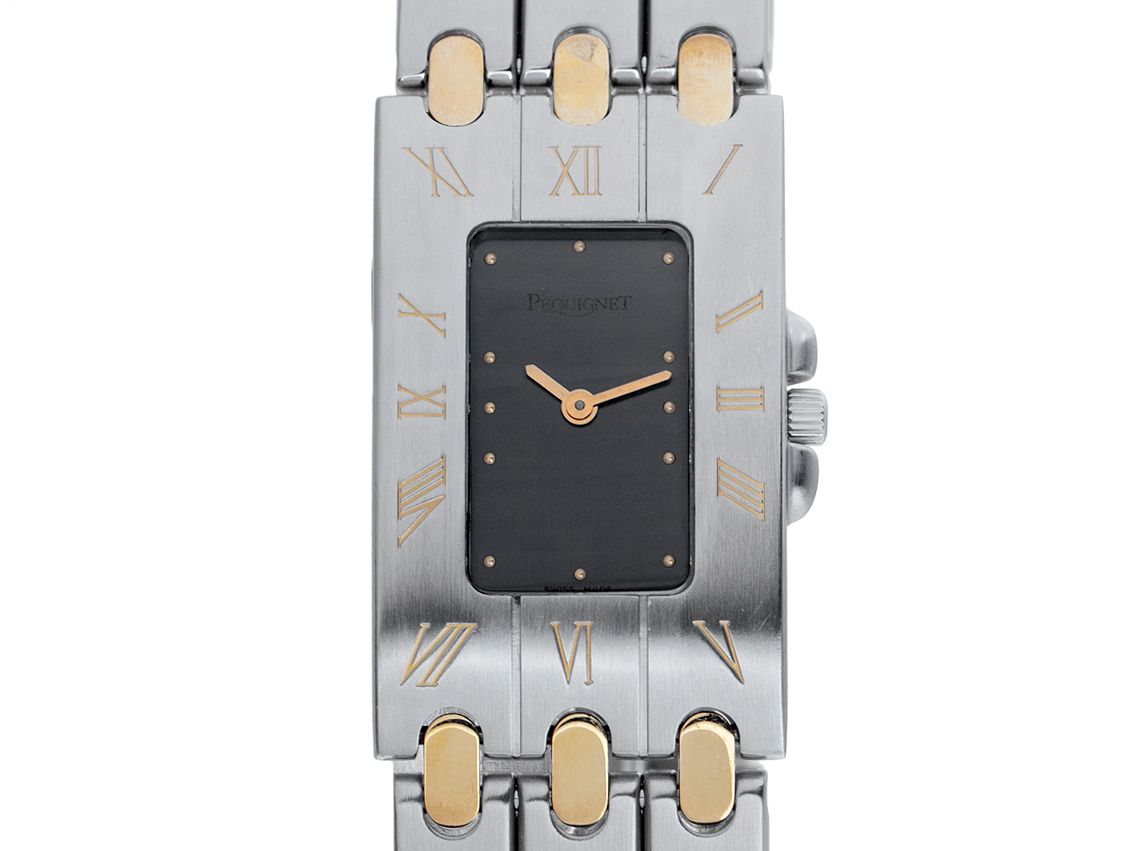 Pequignet Moovea Stahl Gelbgold Quarz Armband Stahl Gelbgold 35x21mm Ref.7205318 Vintage Bj.1999 Box&Beschreibung