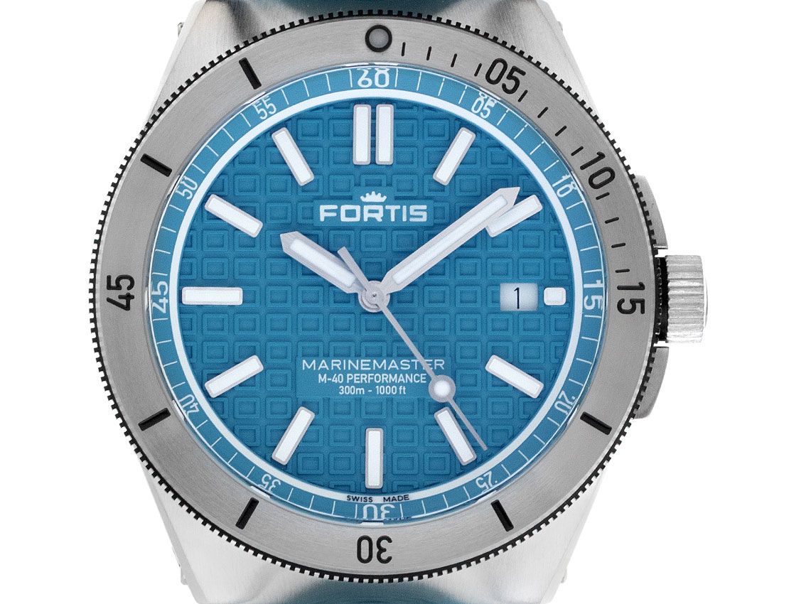 Fortis Marinemaster M-40 Serenity Blue Stahl Automatik Armband Kautschuk 40mm Ref.F8120003 Box&Pap. Full Set Neu